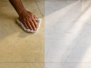 Yellowish marble floor — guide by Projectes Sastre, Mallorca